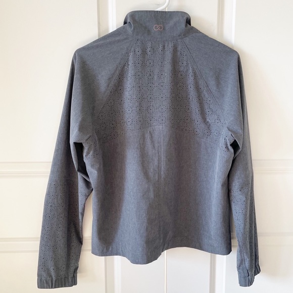 Calia by Carrie Underwood Woven Full Zip Jacket Caviar Heather Size Medium - Picture 13 of 14